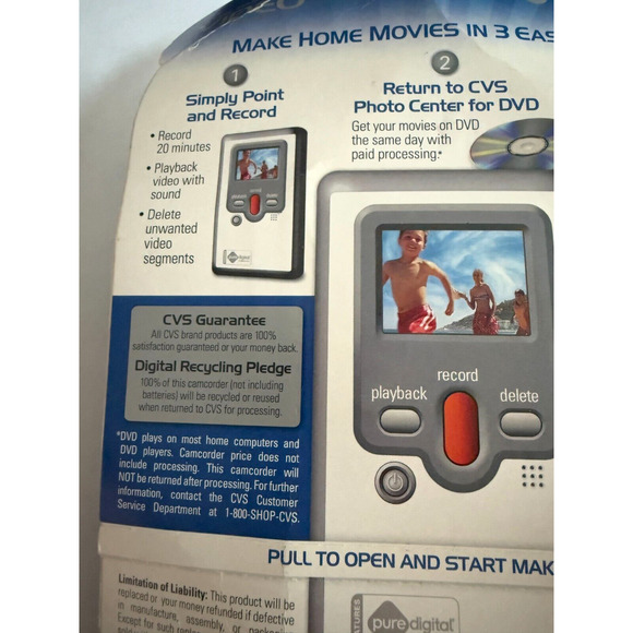 One Time Use Flip Pure Digital Video Camcorder Collectible New Sealed Vintage - Picture 3 of 5